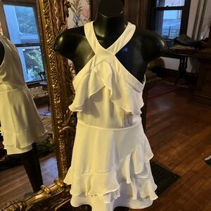 Source Unknown White Ruffled Mini Dress